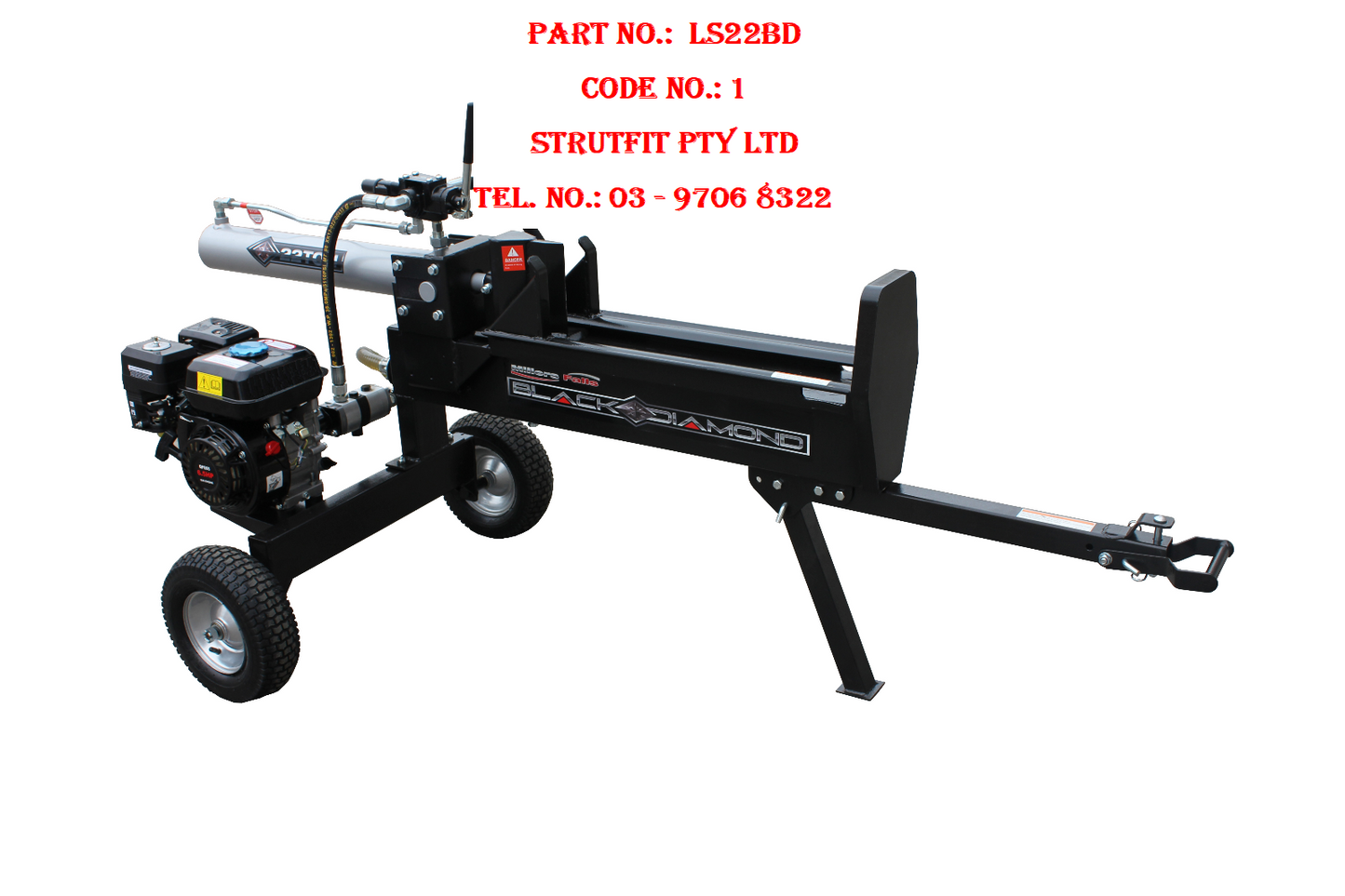 LOG / WOOD SPLITTER – 22 Ton Hydraulic manual start Part No.: LS22BD Code No. 1