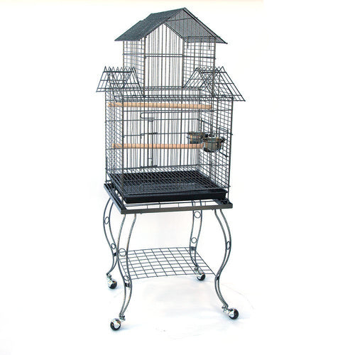 Pagoda BIRD PARROT CAGE with Stand Cockatiel Amazon Afican Grey Caique Conure Part No.: S80933BLACK C17