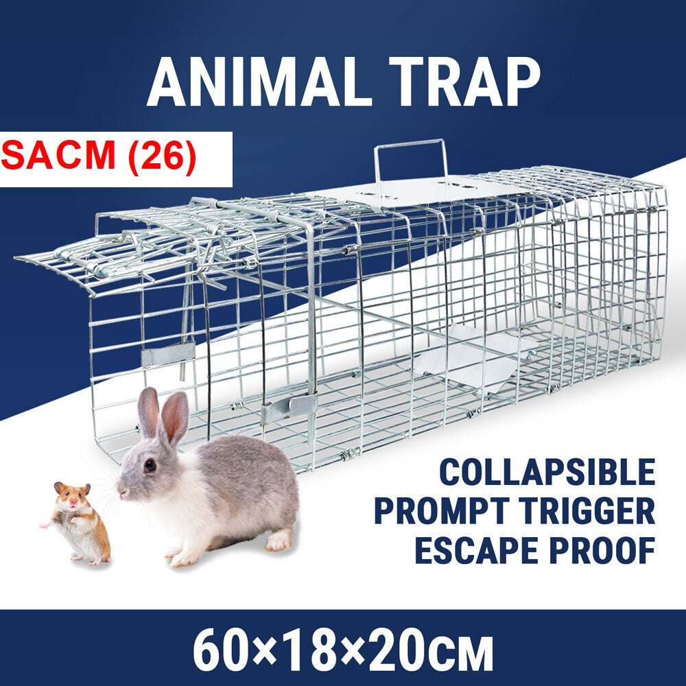 ANIMAL CAGE Trap Live Catch Possum Rabbit Cat Rat Fox Hare Bait Part SACM C26