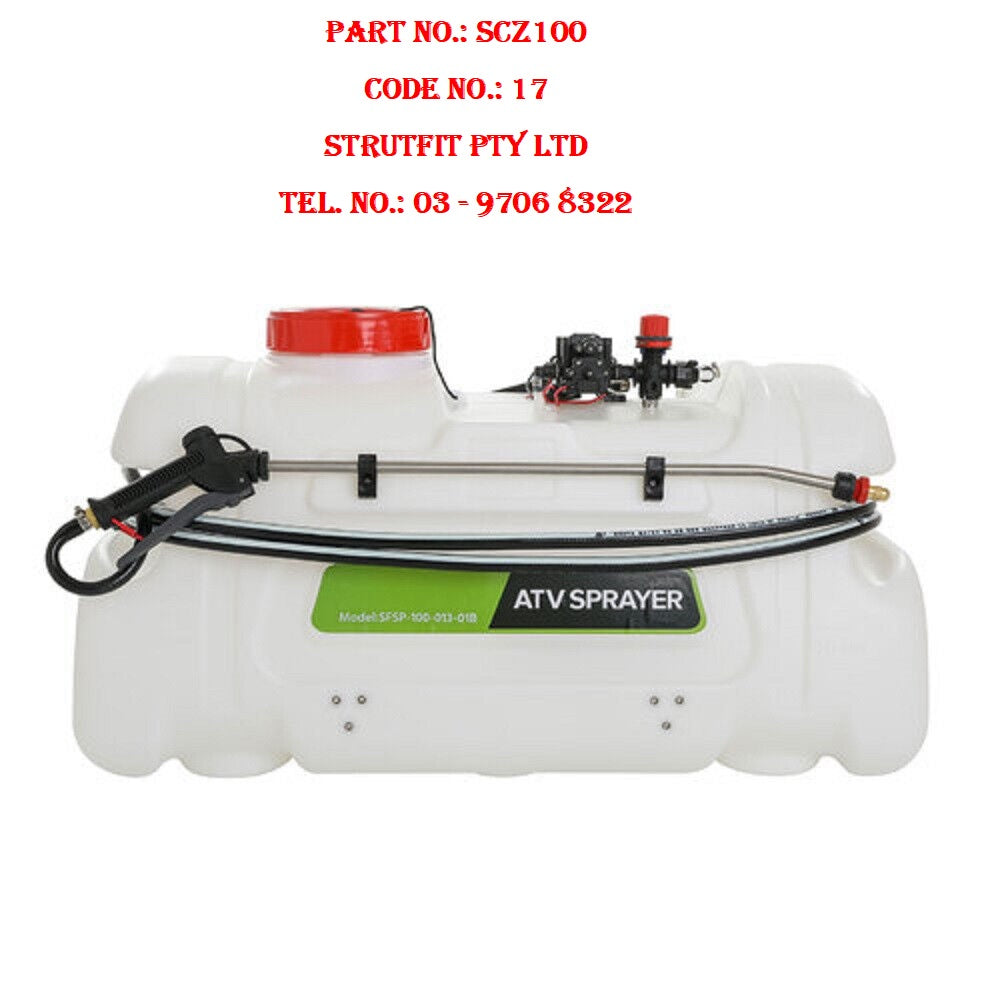 WEED SPRAYER – 12v ATV 100l tank 100psi Spot Spray Part No.: SCZ100 Code No. 17