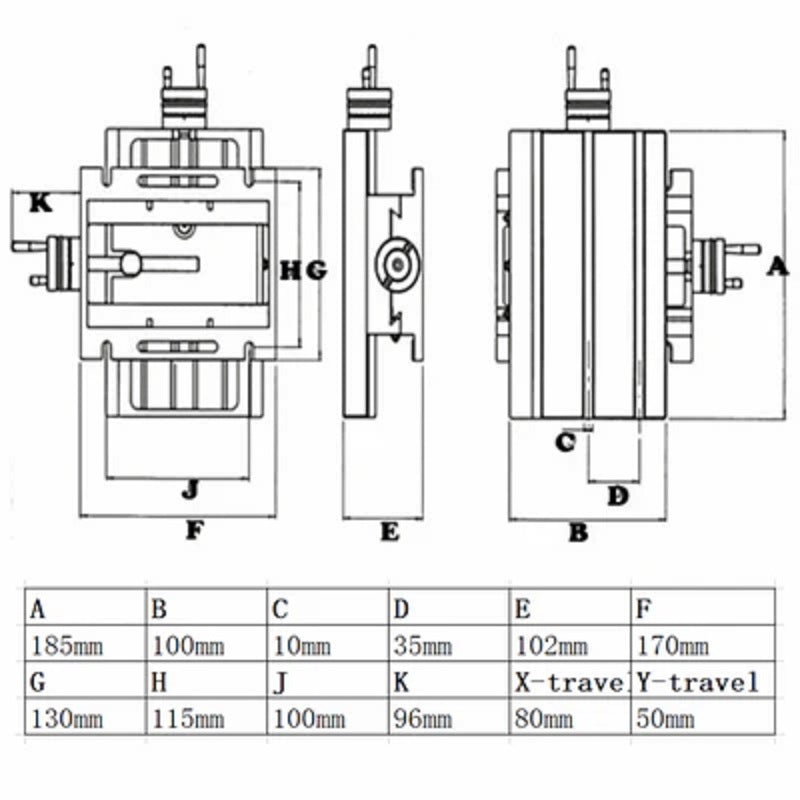 CROSS SLIDE TABLE Compound Table 185*100mm Part No.: SCST185*100 C35