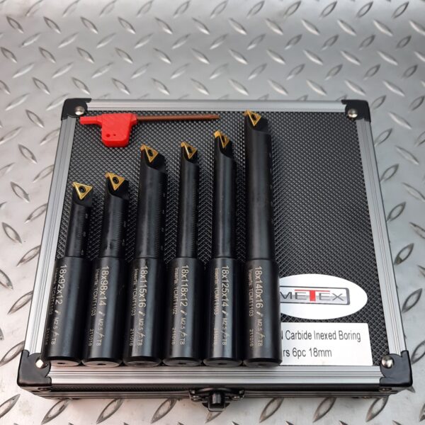 18mm METEX Indexable Boring Bar Lathe Tool 6pc Set TiN Tips Part No.: SBB18mm Code No. 4