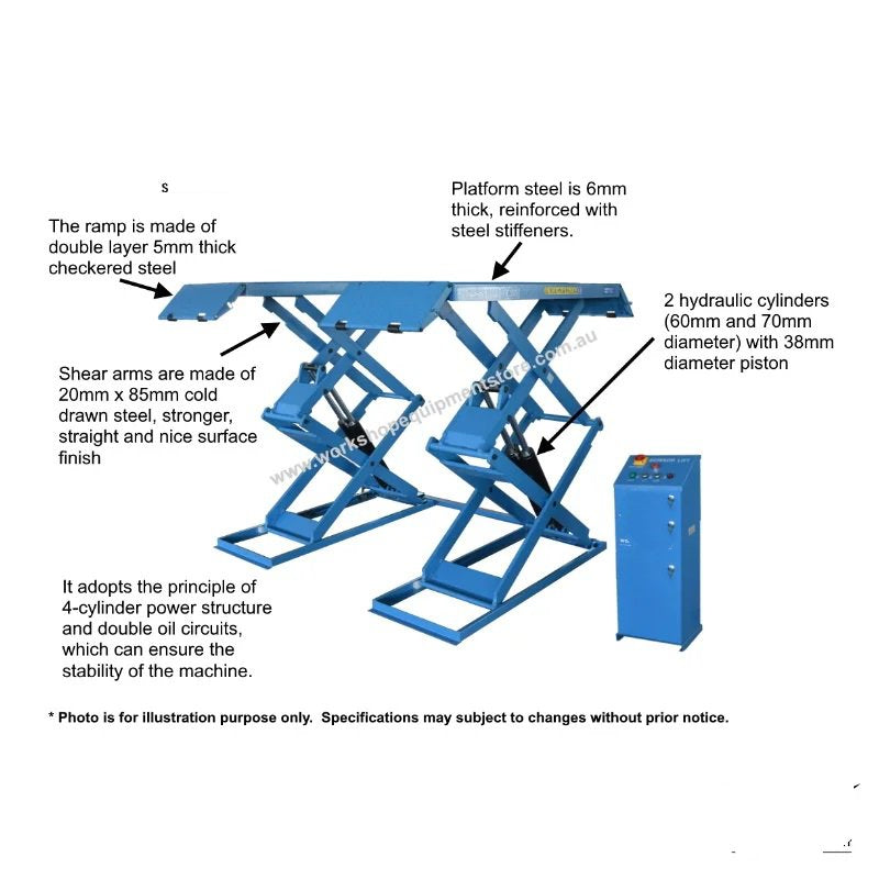 3 T High Rise Hyd. Scissor Lift Car Hoist Part No.: SWESSH3 Code 40
