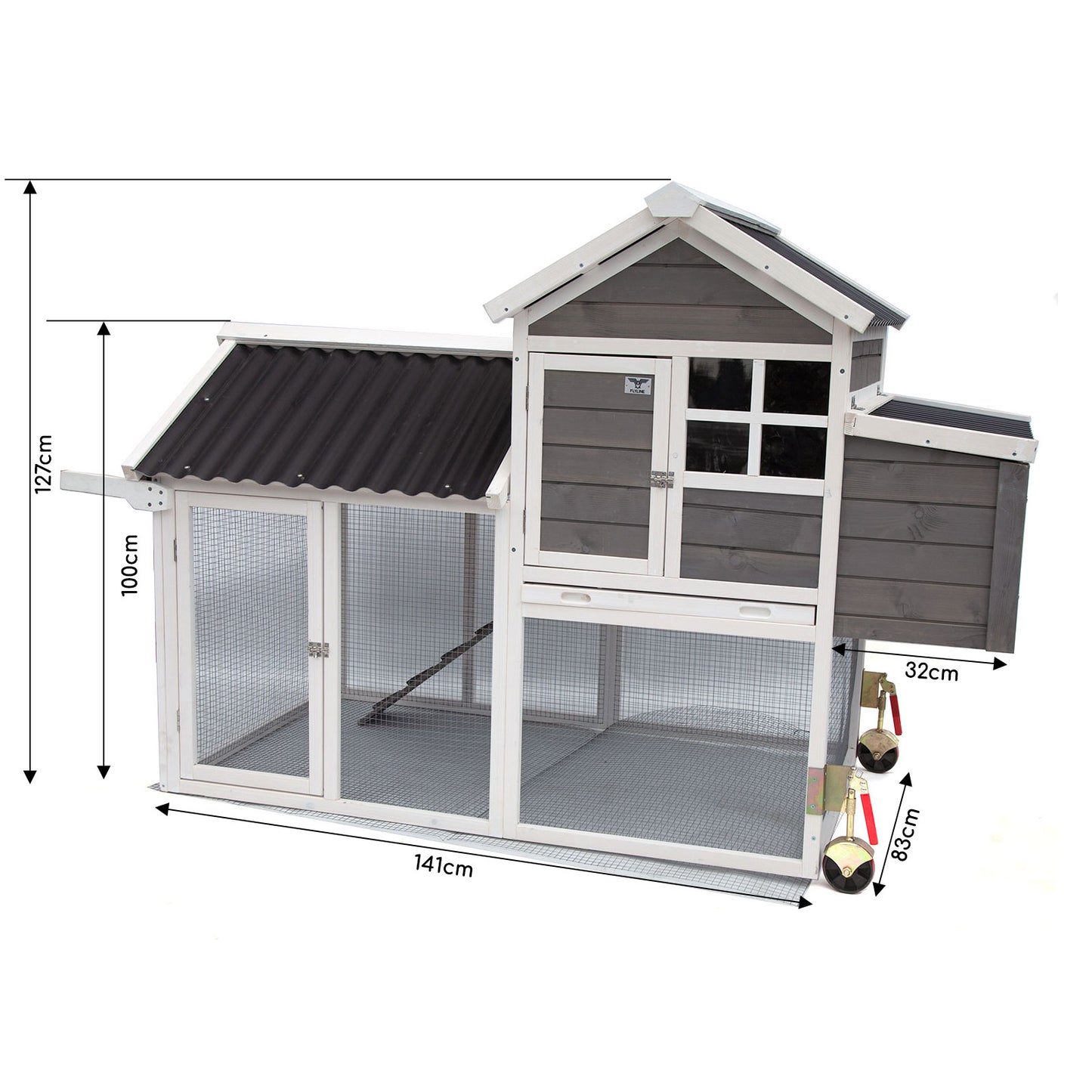 CHICKEN RANCH CHICKEN COOP with Run on Wheel PVC Roof Part No.: SDDP1745 Code 17 & 41