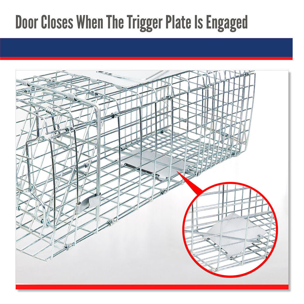 ANIMAL CAGE Trap Live Catch Possum Rabbit Cat Rat Fox Hare Bait Part SACM C26