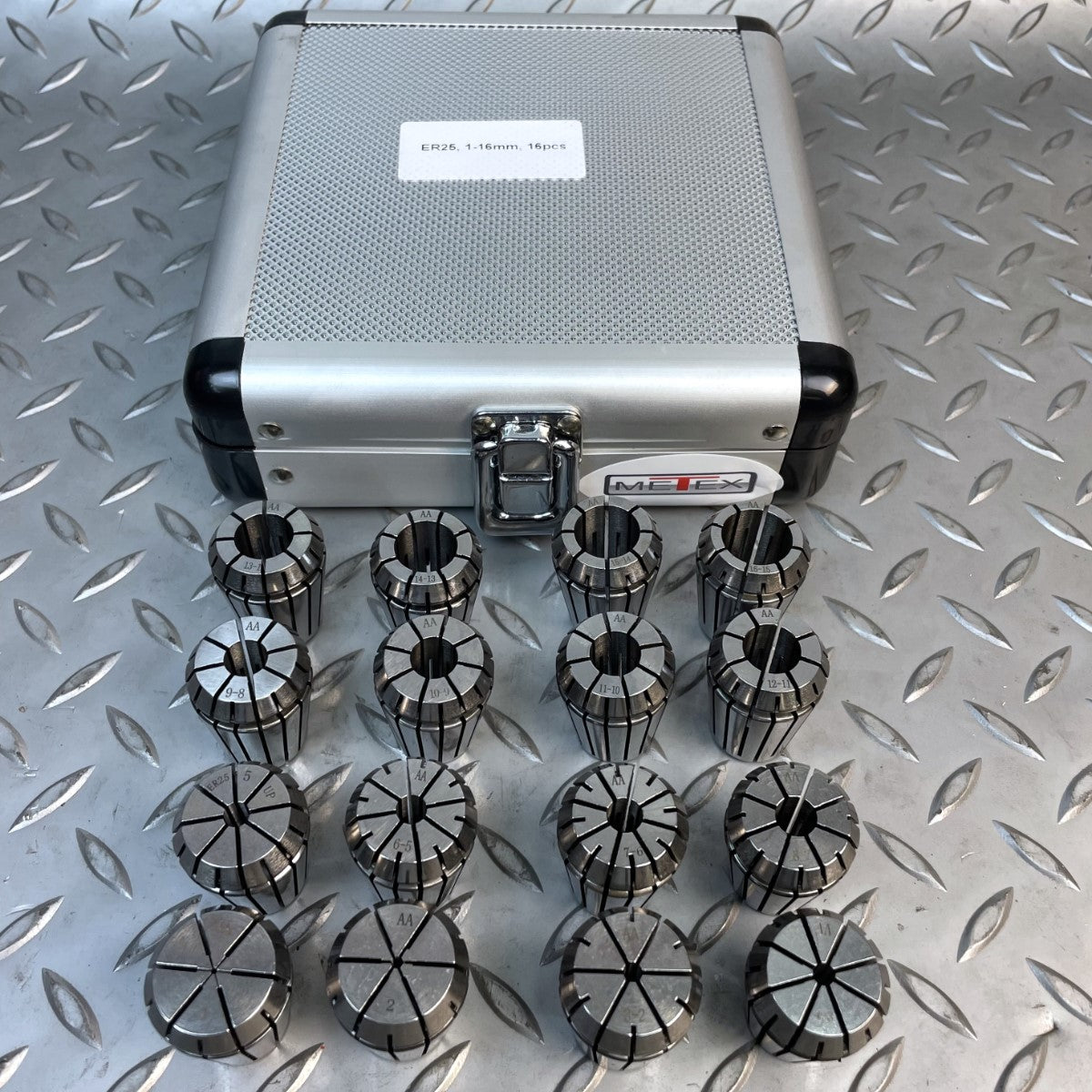 ER25 Collet Set 1-16mm 16 Pieces METEX Quality Accuracy 0.008mm Part No.: ER25 Code 4