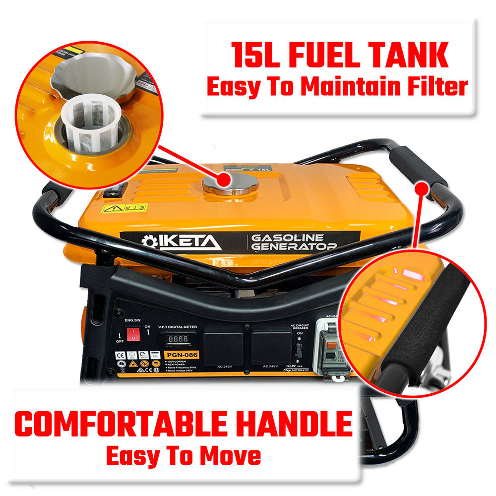 Petrol Generator 4200W Max Site Camping Portable Backup Power Supply Part No.: SPG4200W Code 26