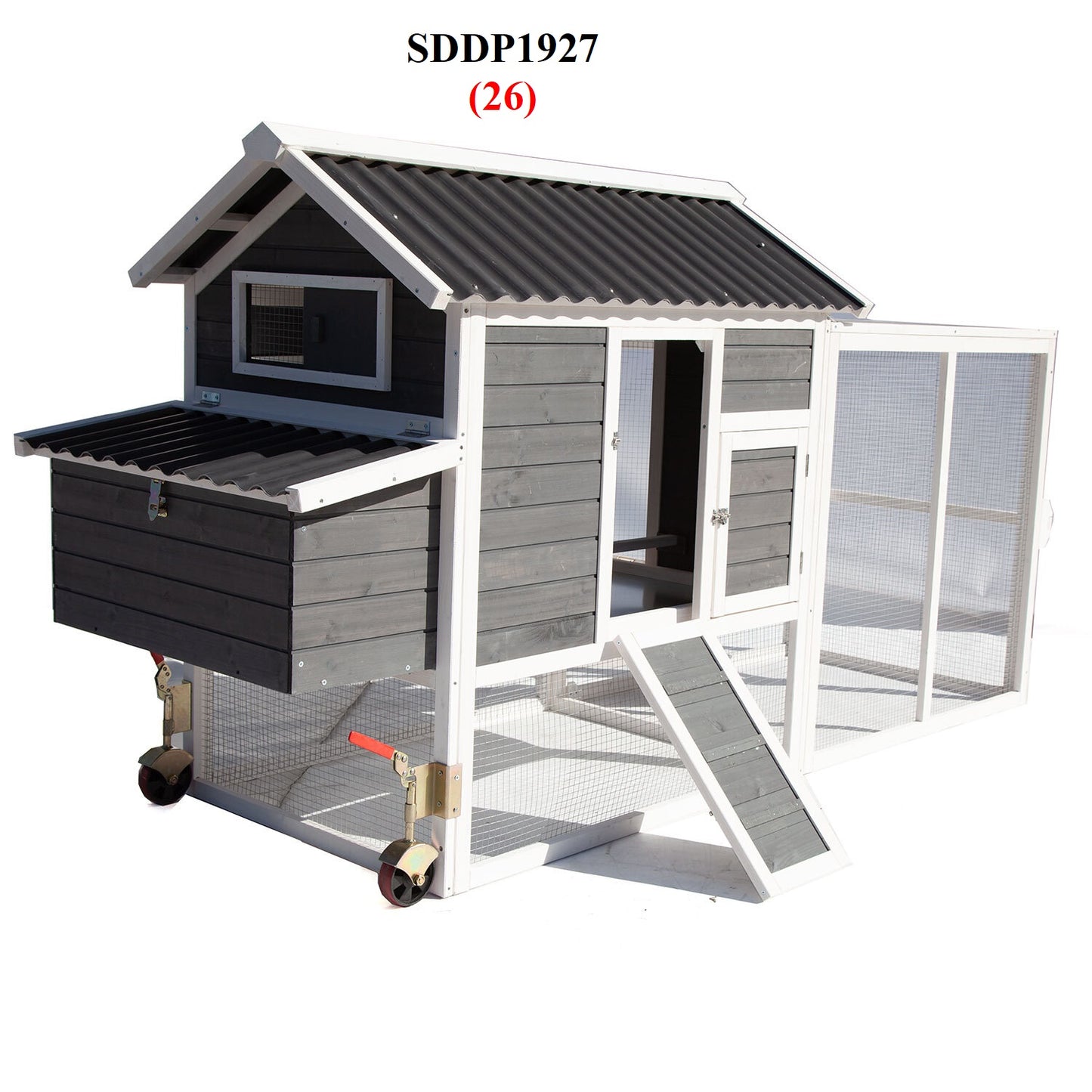 CHICKEN COOP with Run on Wheel PVC Roof Part No.: SDDP1927 Code No. 17