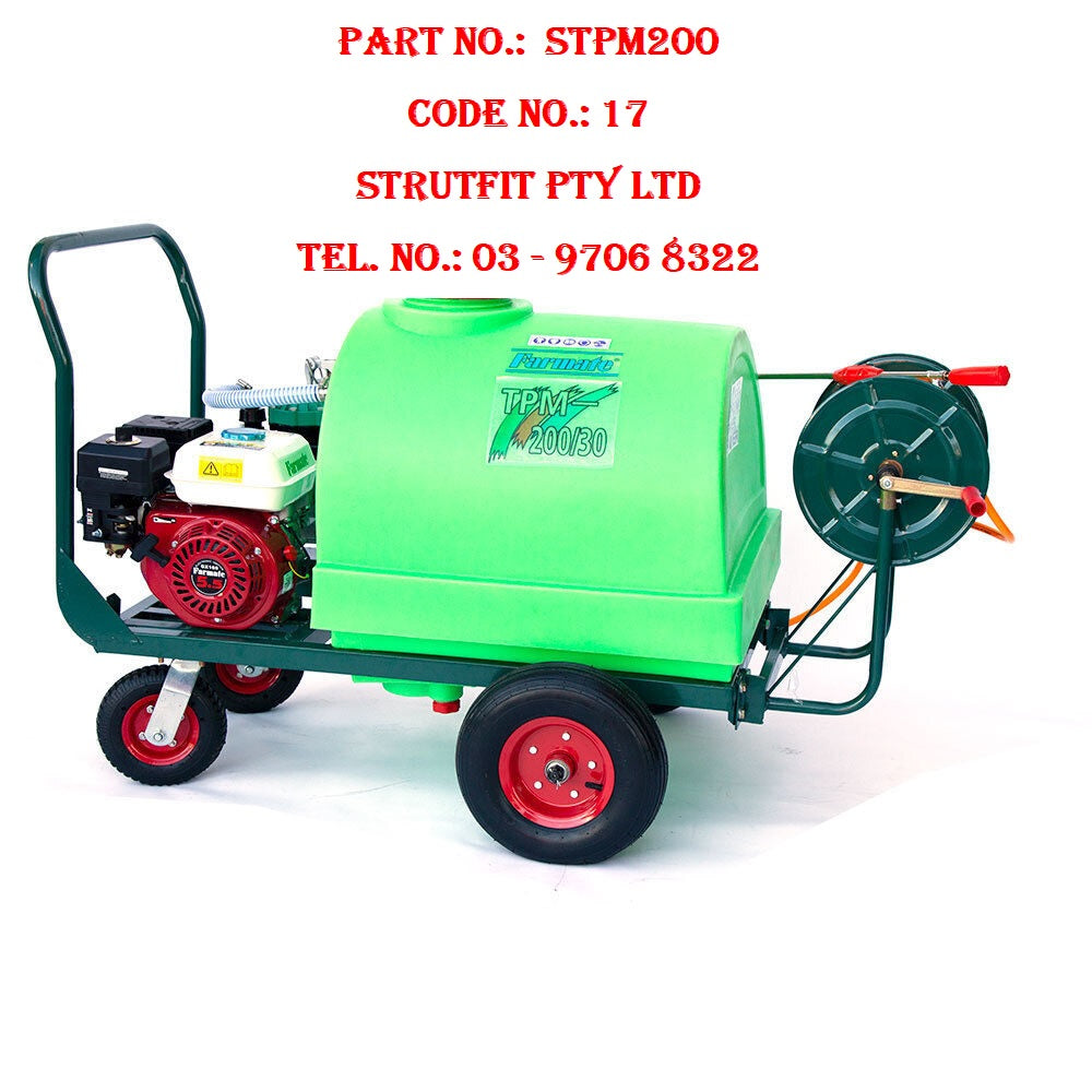 PUMP SPRAYER – 5.5hp Diaphragm with 200 litre tank on trailer Part No.: STPM200 Code No. 41