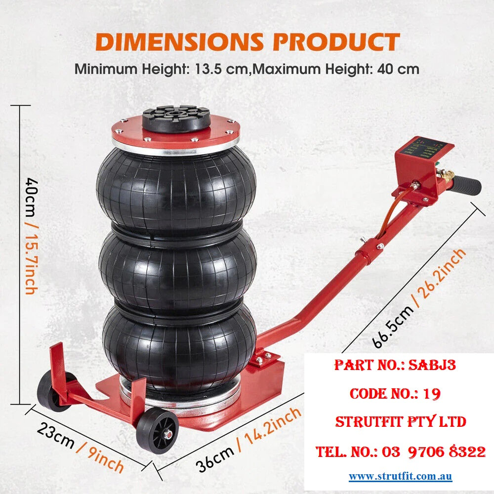 3 T Air Bag Jack – H/Duty 6600 lbs Cap. Part No.: SABJ3 Code 19