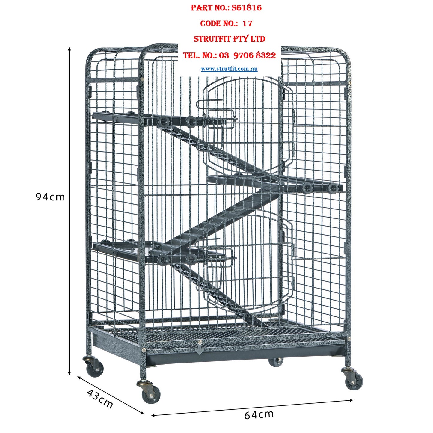 Feisty Ferret Home 4 Level Cage for Ferret /Cat/Guinea Pig/Rabbit Part No.: S61816 C17