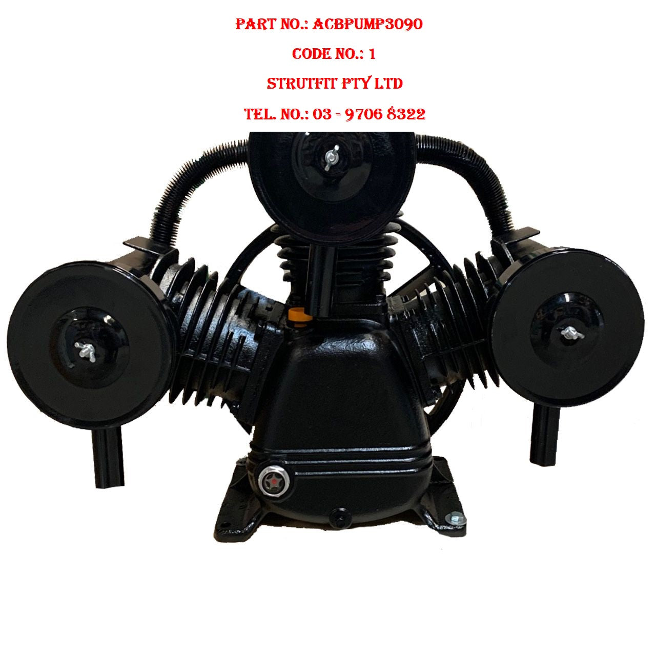 3 cylinder Cast Iron V Type AIR COMPRESSOR PUMP Part No.: ACBPUMP3090 Code 1