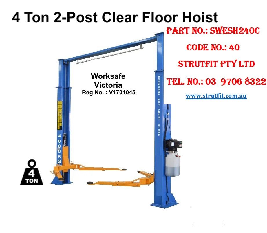2 Post 4 ton Clear Floor Car Hoist Part No.: SWESH240C C40
