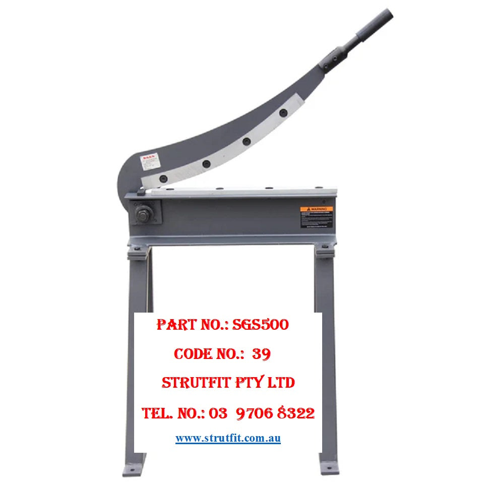 Guillotine Metal Shear, 500mm Bed Width, with a Stand Part No.: SG500 C39