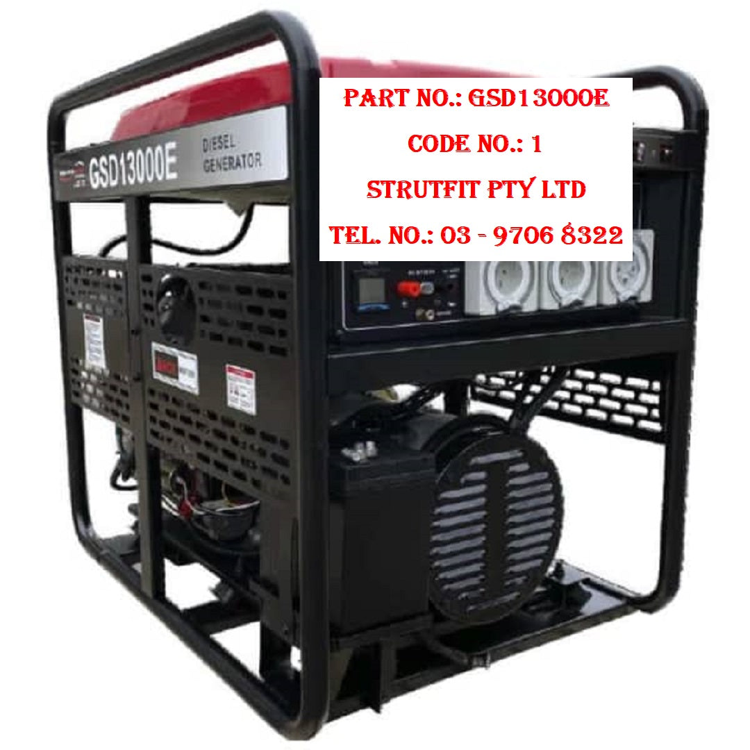 13.75kVa DIESEL GENERATOR Open Frame Part No.: GSD13000E Code No. 1