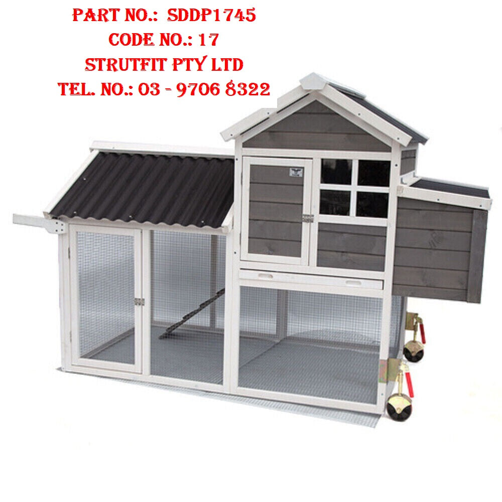 CHICKEN RANCH CHICKEN COOP with Run on Wheel PVC Roof Part No.: SDDP1745 Code 17 & 41