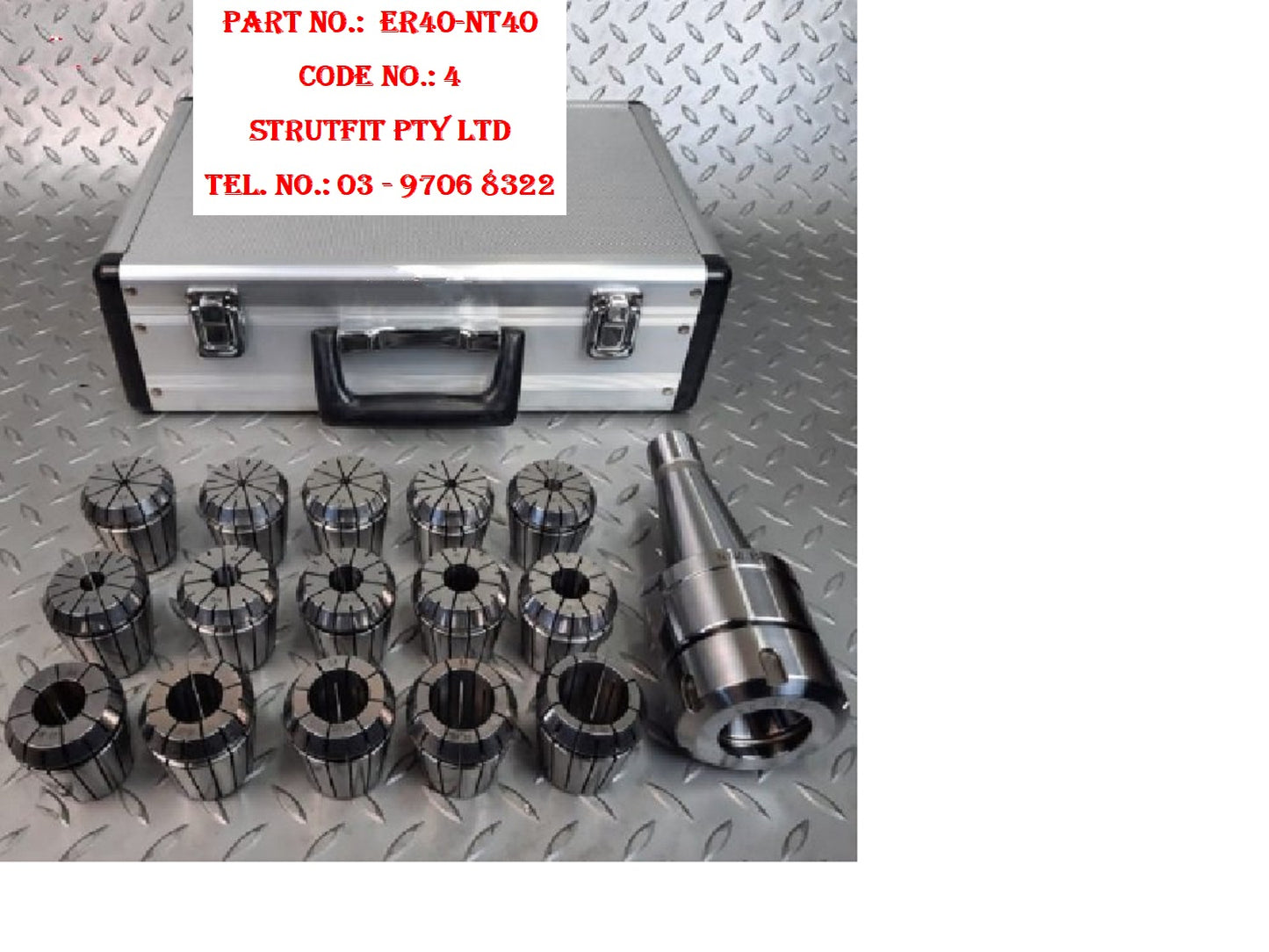 ER40 Collet Set & N40 ISO40 Chuck Holder METEX Part No.: ER40-NT40 Code No. 4