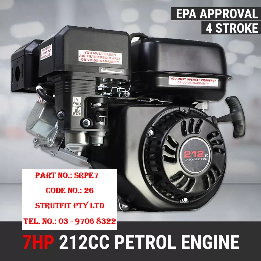 Rato 7HP Petrol Engine 4 Stroke Horiz Shaft Recoil Start OHV Stationary Mot Part No. SRPE7 C26