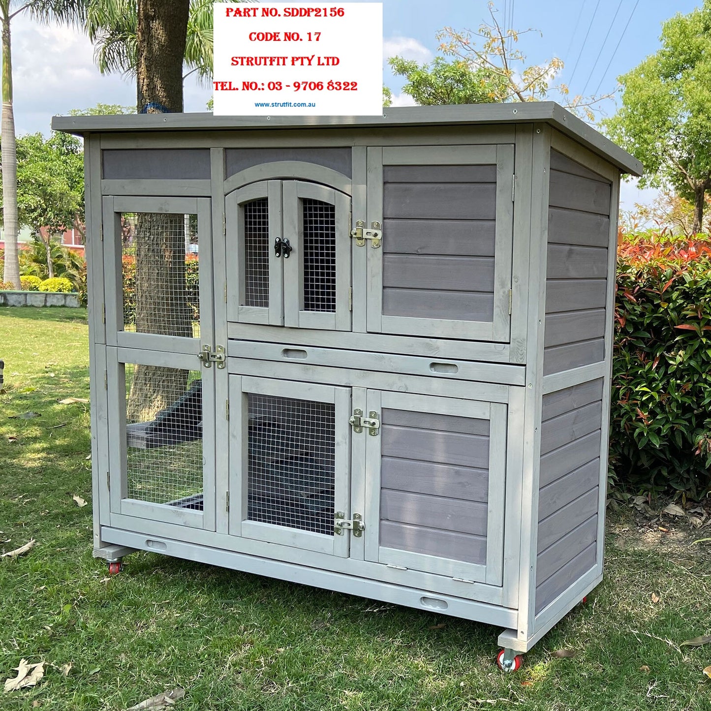 Bunny Palace Two Story Rabbit Hutch Bunny Cage with Wheels Part No.: SDDP2156 Code 17