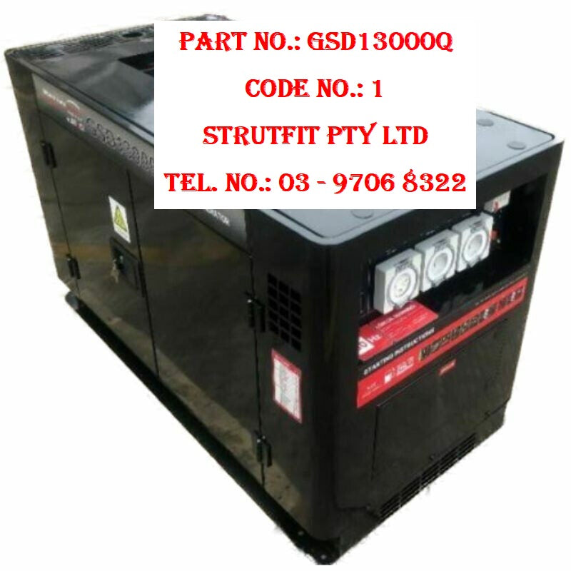 GENERATOR - 11kW,13.75kVa Silenced Diesel 870cc Electric Start part: GSD13000Q