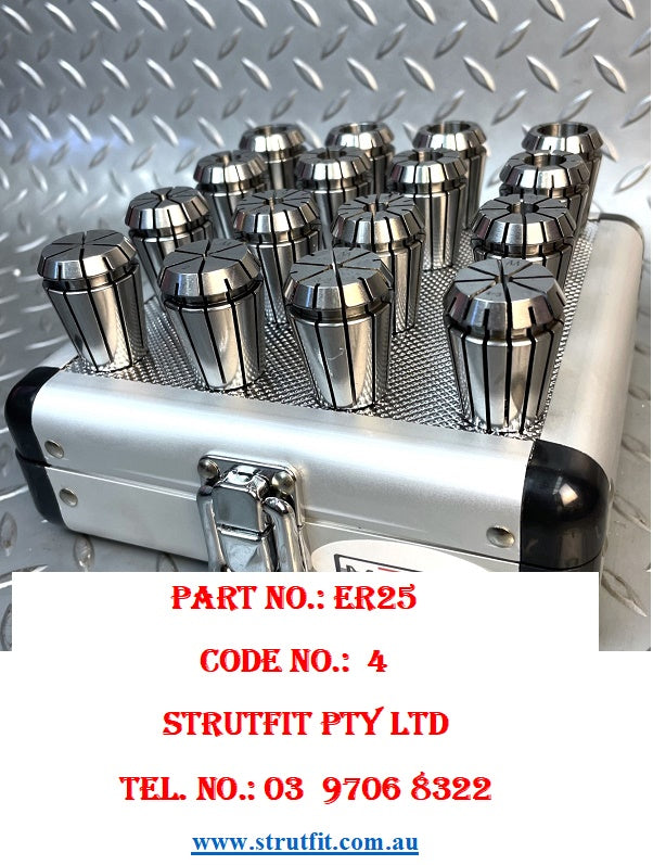 ER25 Collet Set 1-16mm 16 Pieces METEX Quality Accuracy 0.008mm Part No.: ER25 Code 4