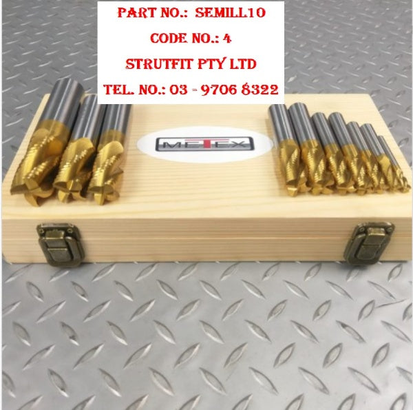 ROUGHING END MILL Set Milling Cutters 10pc Metric METEX Part No.: SEMILL10 Code No. 4