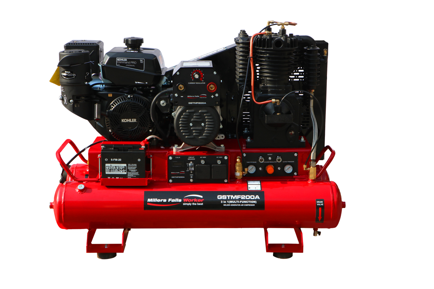 WELDER/GENERATOR/AIR COMPRESSOR Petrol Multi-function Part No.: GSTMF200A Code 1