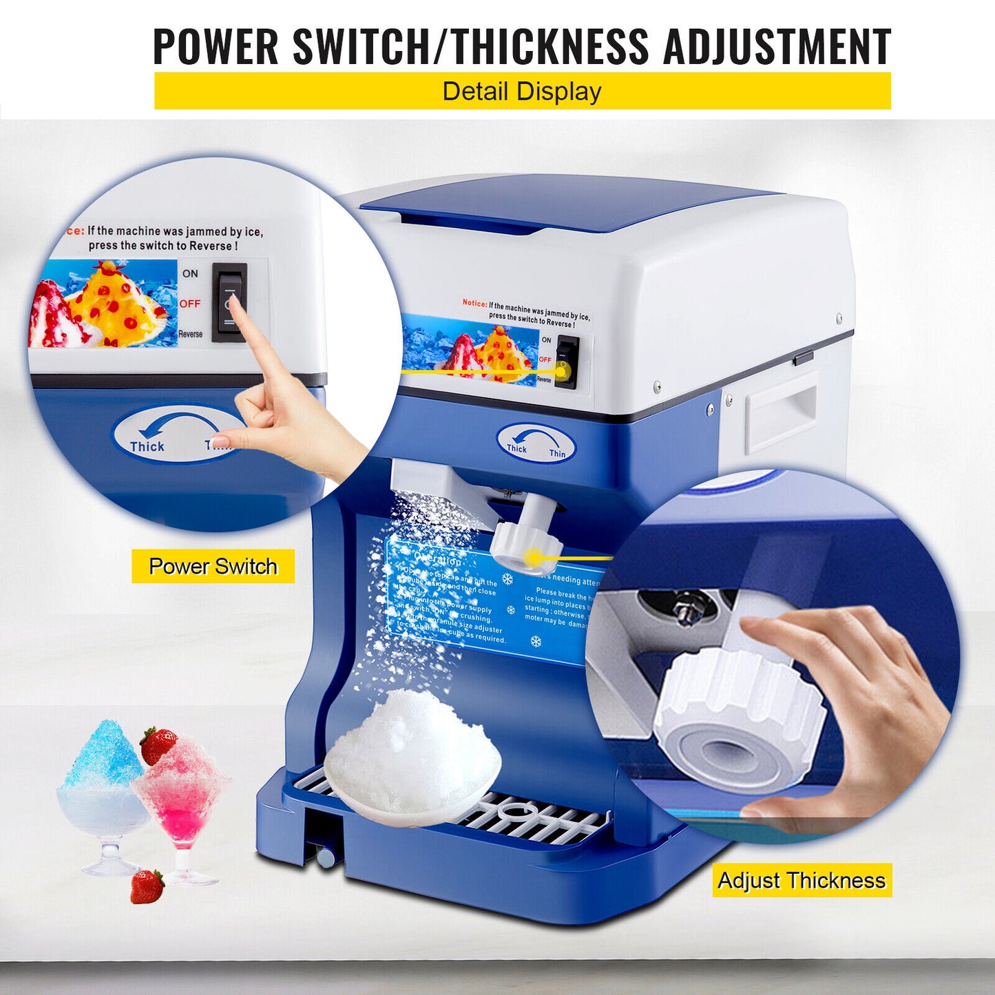 Ice Shaver Snow Cone Maker Ice Crusher Shaver 120kg/h PART NO: ICE120 CODE28