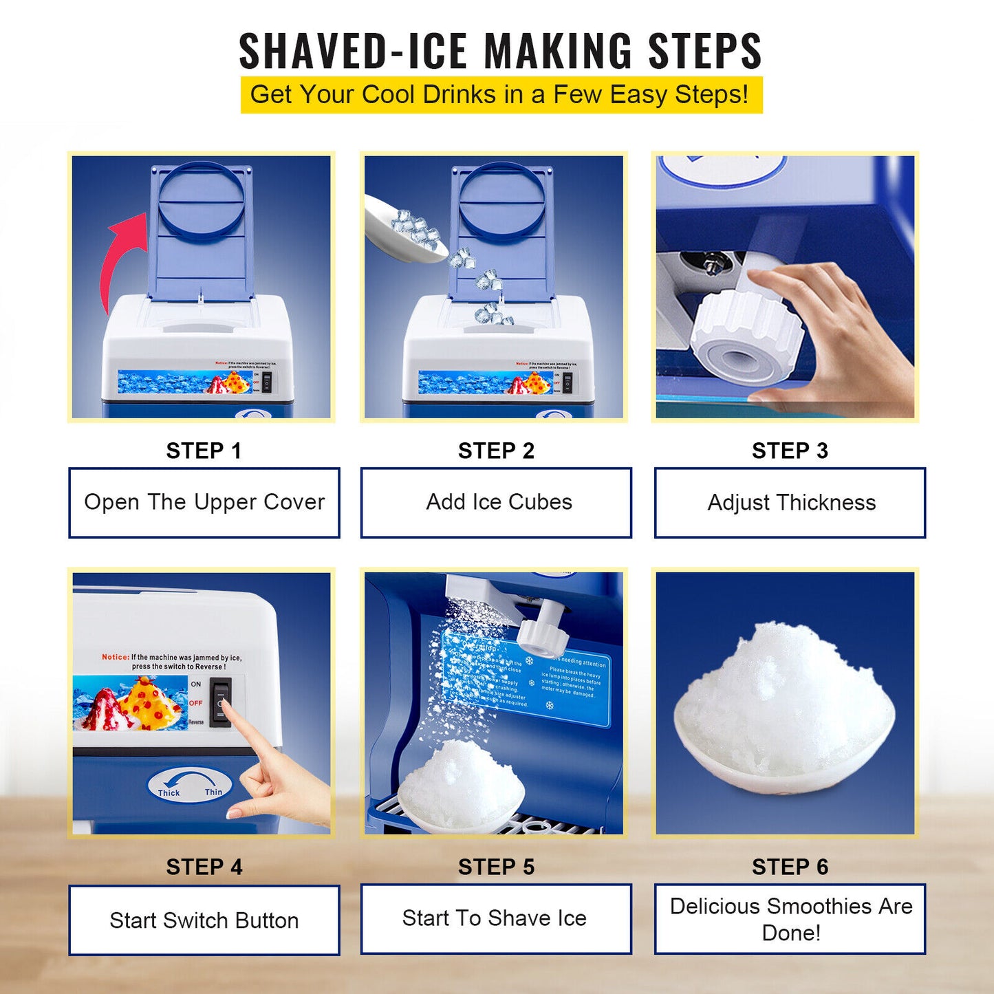 Ice Shaver Snow Cone Maker Ice Crusher Shaver 120kg/h PART NO: ICE120 CODE28