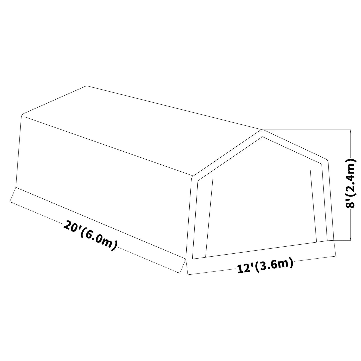 PORTABLE CARPORT GARAGE SHELTER CANOPY SINGLE SIZE 12X20ft Part No.: SPC1220 Code No. 41