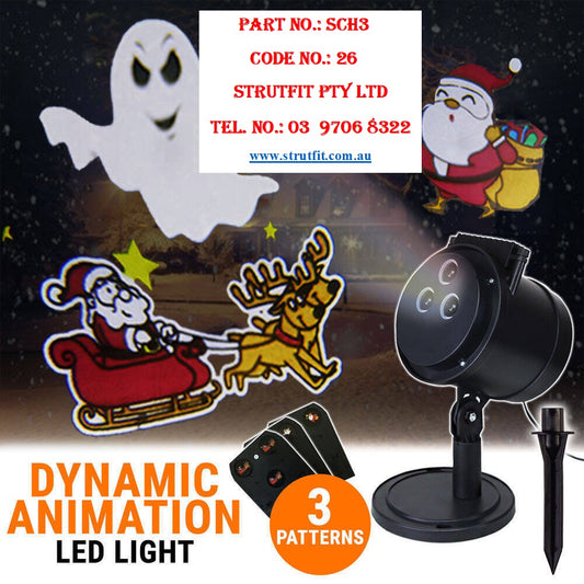 HALLOWEEN Christmas LED Projector Dynamic 3 slides Animal Deco. Part SHC3 C26