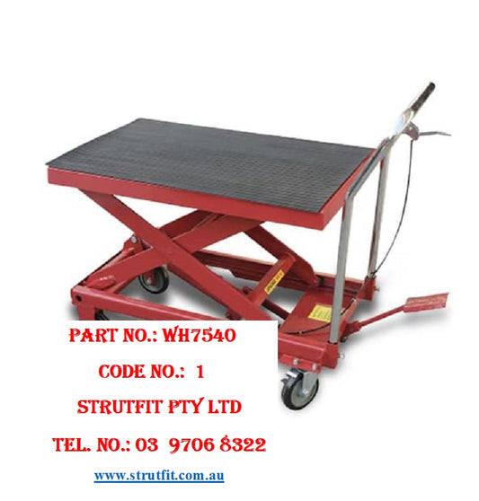 HYDRAULIC TABLE/SCISSOR HIGH LIFTS 500 kgs Part No.: WH7540 Code No, 1