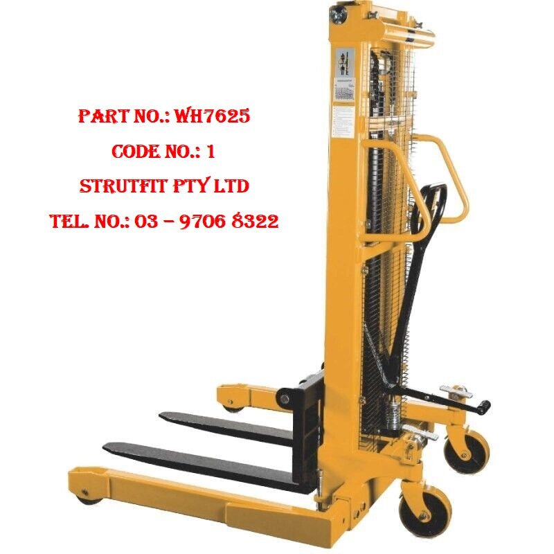 STACKER – Straddle Stacker 1000kg 2.5m/adj legs/adj forks Part No.: WH7625 Code No.: 1