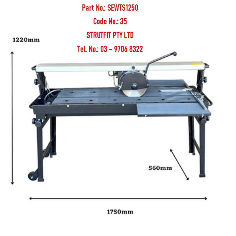 1250mm 1500W Electric Wet Tile Saw Part No.: SEWTS1250 Code No.: 35