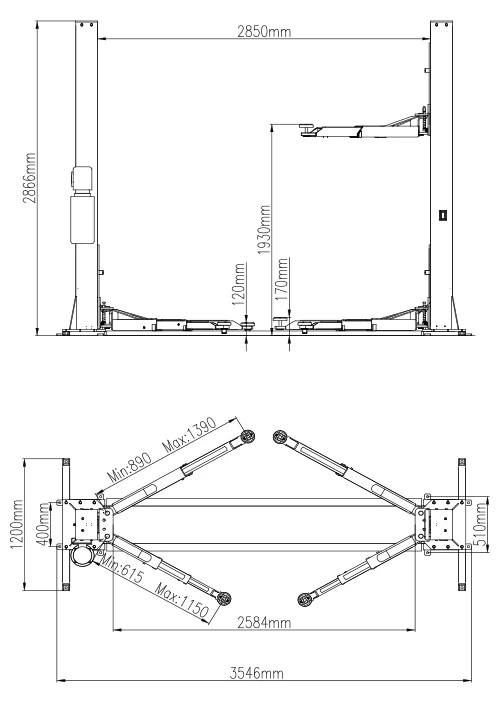 HOIST – 2 Post Hoist – 4 Ton Base Plate Part No.: S2PH4TON Code No. 3 due Aug