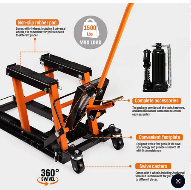 MOTORCYCLE ATV Hyd. Pump Jack 1500 lbs. Part No.: SMAH1500 Code 19