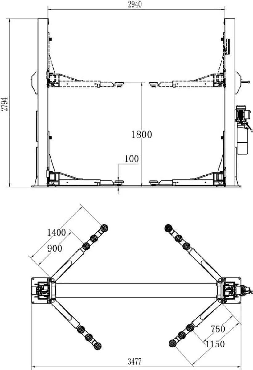 4.5Ton BASEPLATE 2 Post CAR HOIST Part No.: STPB245 Code No.: 13