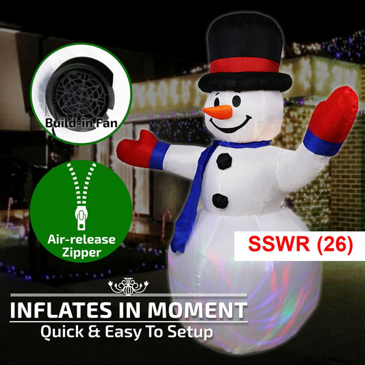 SNOWMAN Inflatable Christmas w/Ribbon Light 1.8m Part No.: SSWR Code No. 26