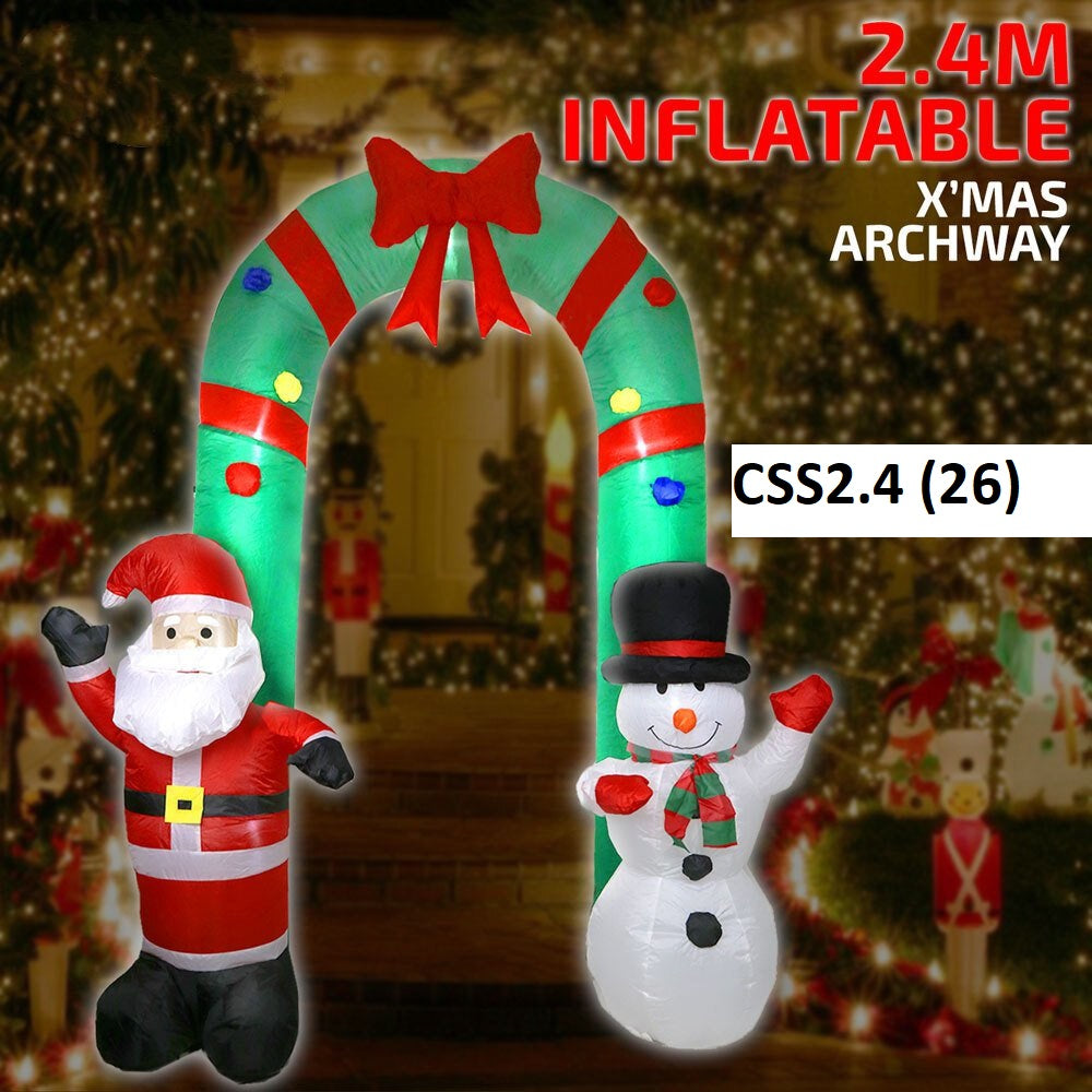 CHRISTMAS ARCHWAY SANTA SNOWMAN 2.4M LED LIGHT Part No.: CSS2.4 Code No. 26