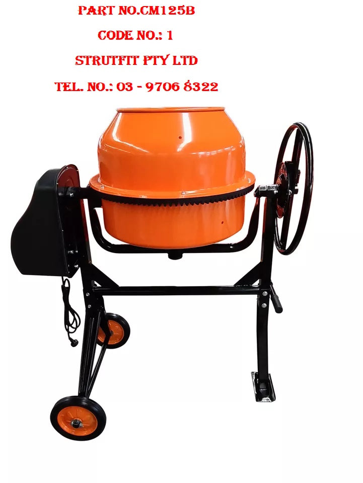 CEMENT MIXER – 4 cu ft / 120 litres cement mixer – 3/4HP Part No.: CM125B code 1