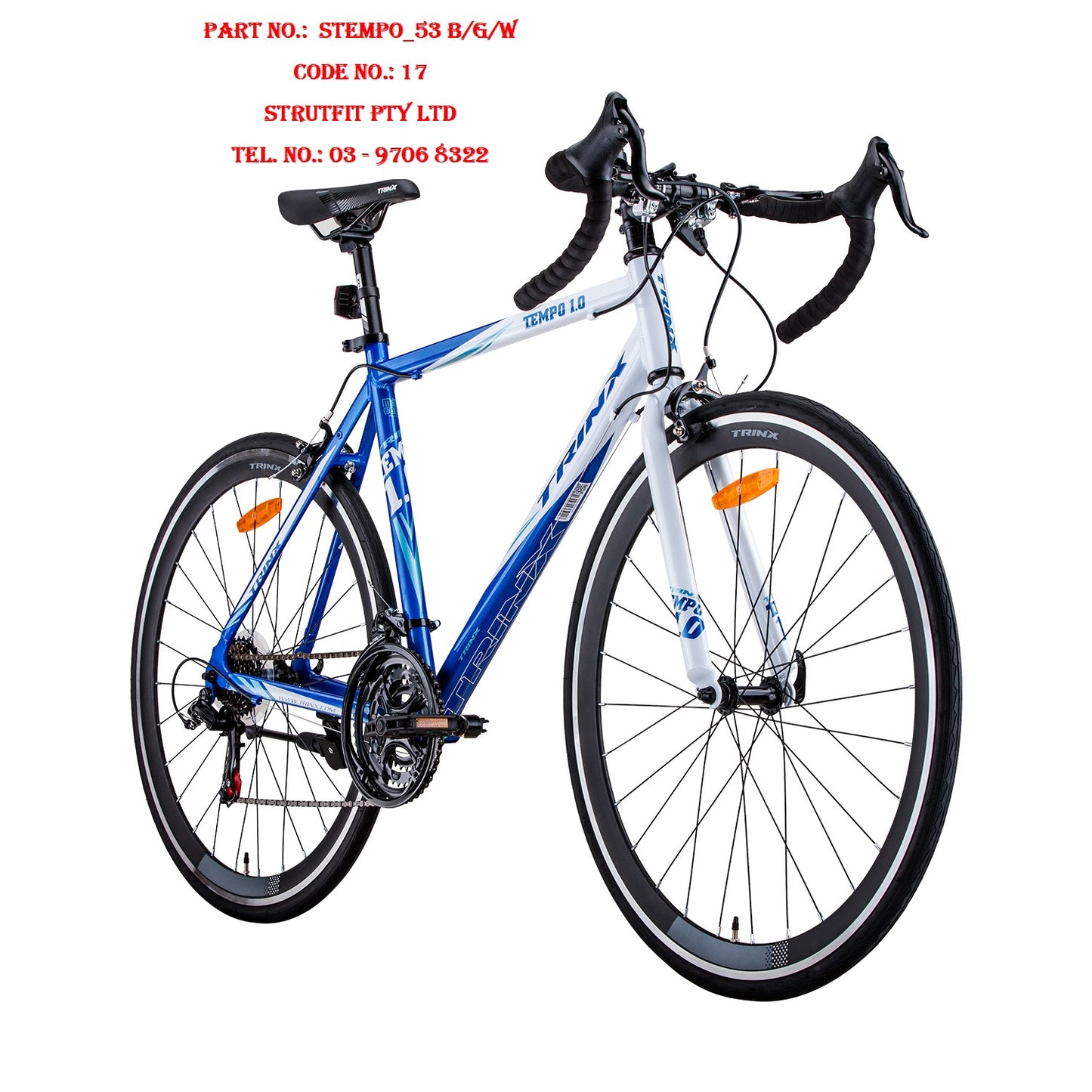 700c Road BIKE Tempo1.0 Shimano 21 speed racing bike 53 cm P.: STEMPO_53 B/G/W