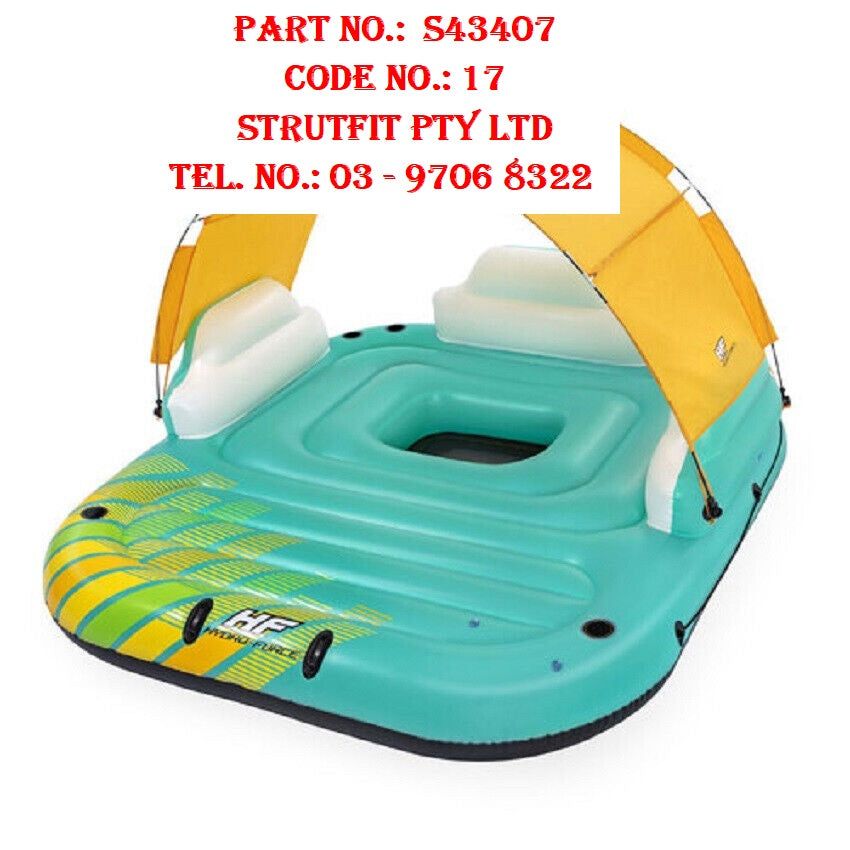 INFLATABLE POOL BEACH LAKE FLOAT Floating island with sunshade Part No.: S43407 Code No.: 17