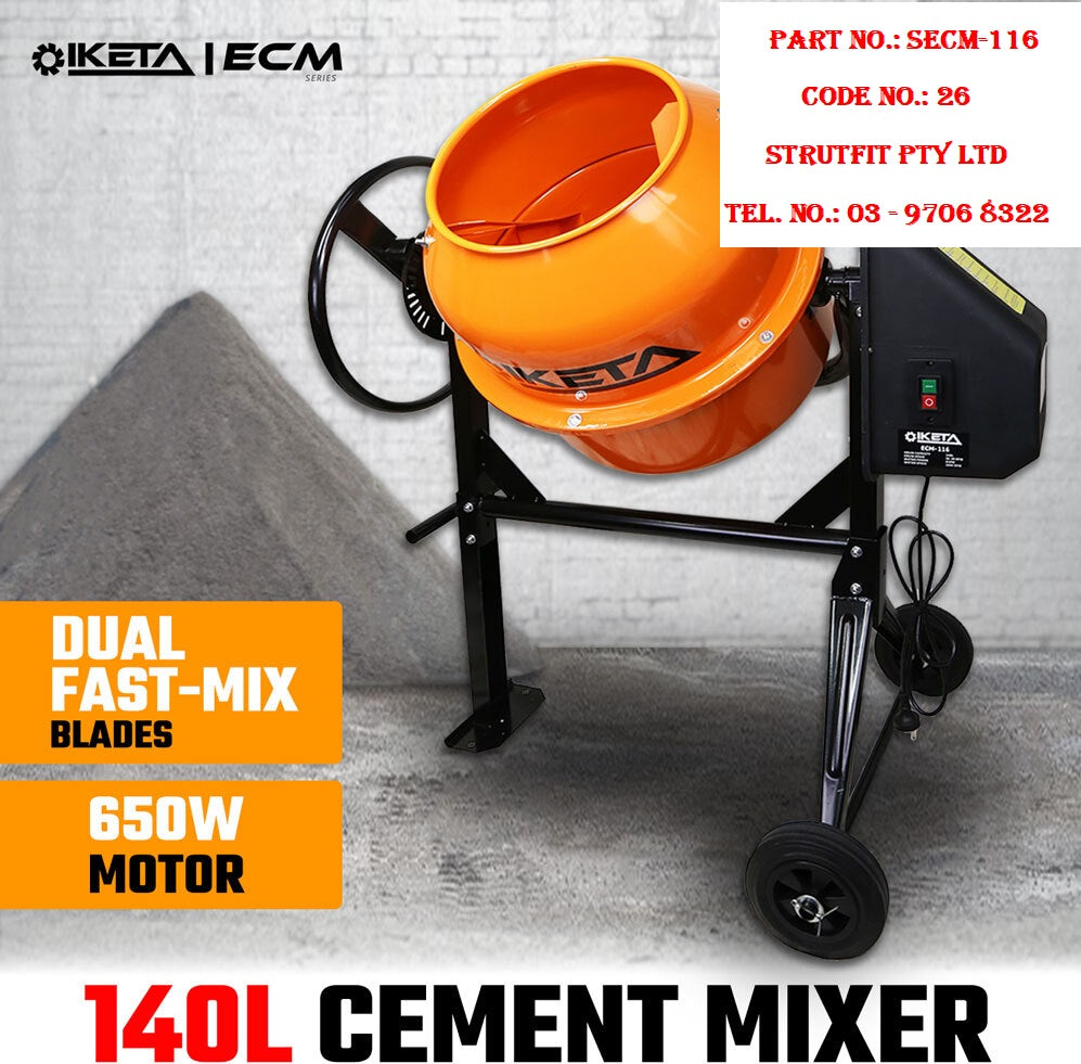 140L Cement Concrete Mixer Electric Portable Part No. SECM-116 Code 26