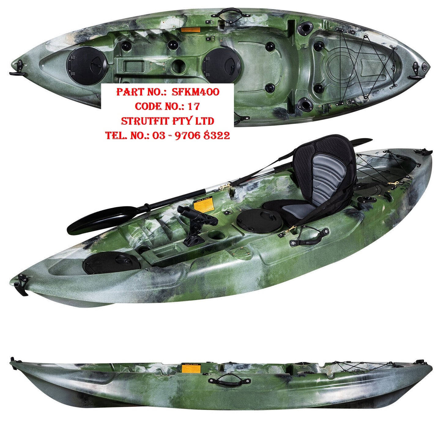 CAMO – Single sit on Fishing Kayak Camo Part No.: SFKM400 Code No. 17