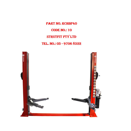 HOIST - Car Hoist two post 4000kg 240 volt Part No.: RCHBP40 Code No. 10