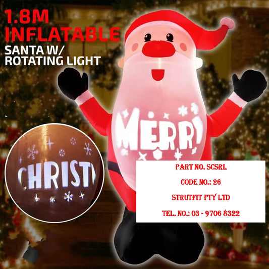 CHRISTMAS Santa w/rotating Light Wave 1.8mm Inflatable Part No.: SCSRL Code 26