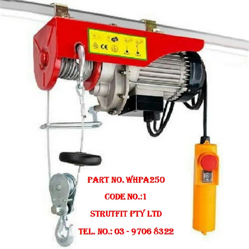 ELECTRIC WINCH HOIST 250/500kg  steel cable wire remote  Part No.: WHPA500 Code No.: 1