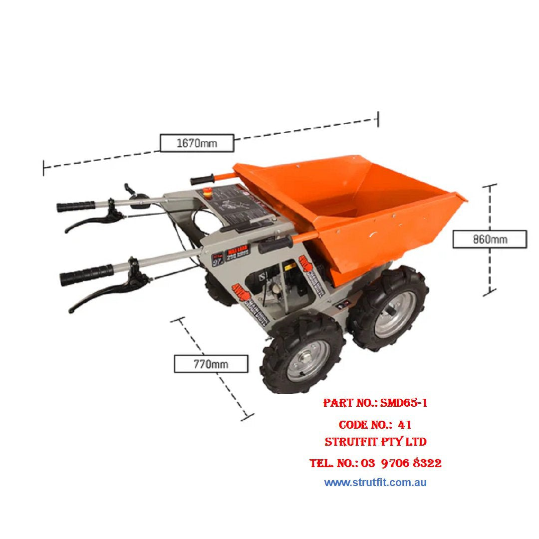 6.5HP PETROL POWER Assisted WHEELBARROW MINI DUMPER Part No.: SMD65-1 Code 41