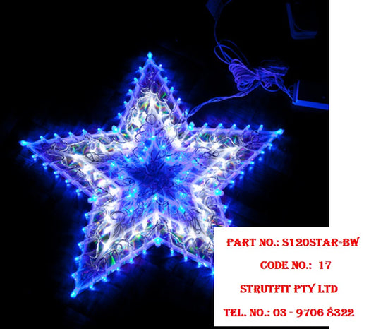 120 LED Blue/White Star Christmas Light  Part No.: S120STAR-BW Code 17: