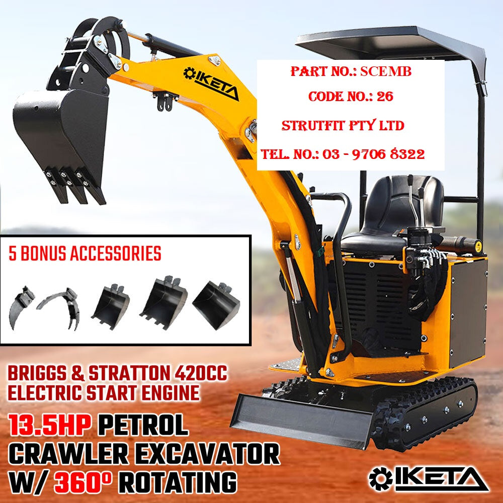 Crawler Excavator Mini Backhoe W/ Briggs & Stratton Engine Part No.: SCEMB Code 26